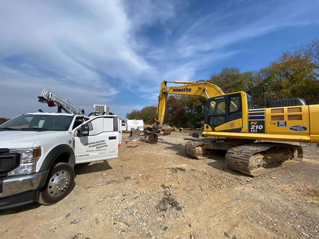 Heavy equipment on a job site