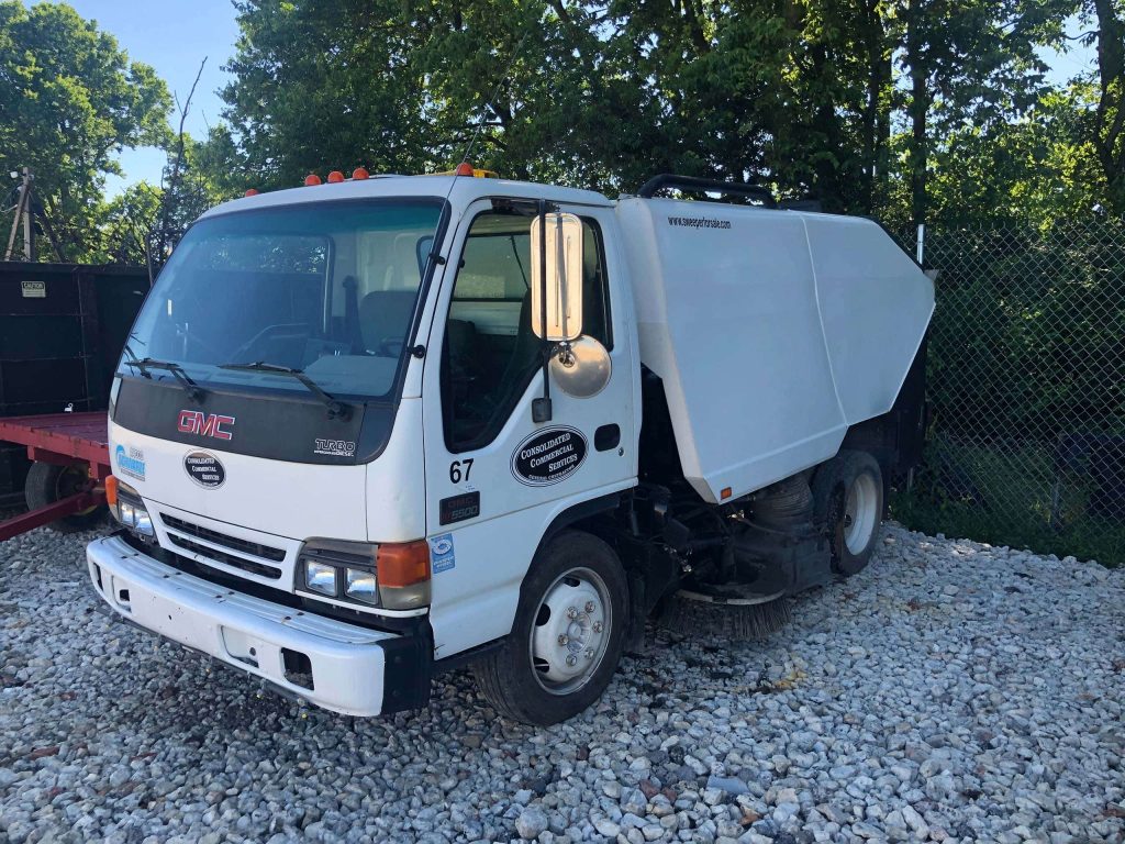 A parking lot sweeper